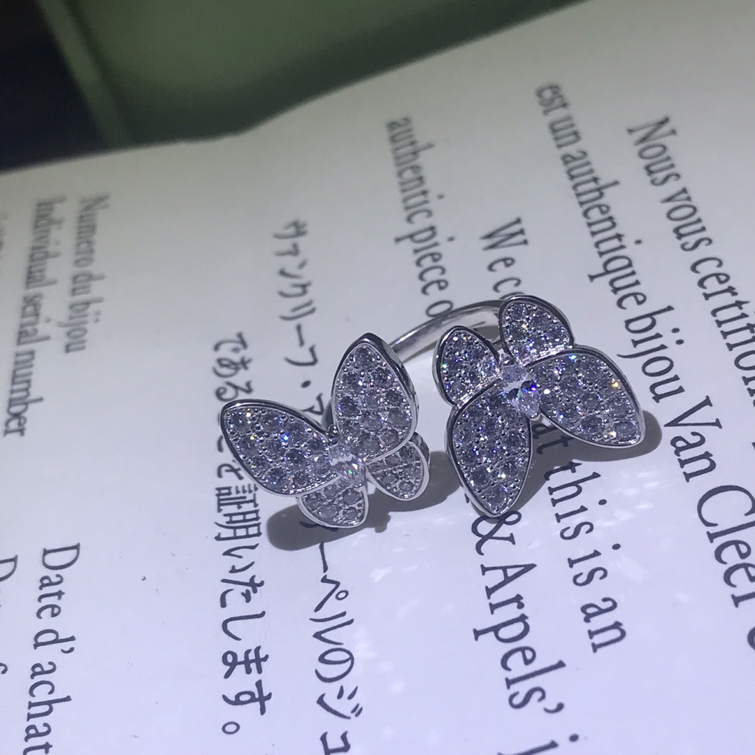 VCA Full Diamond Two Butterfly Between the Finger Ring - Original Replica Club