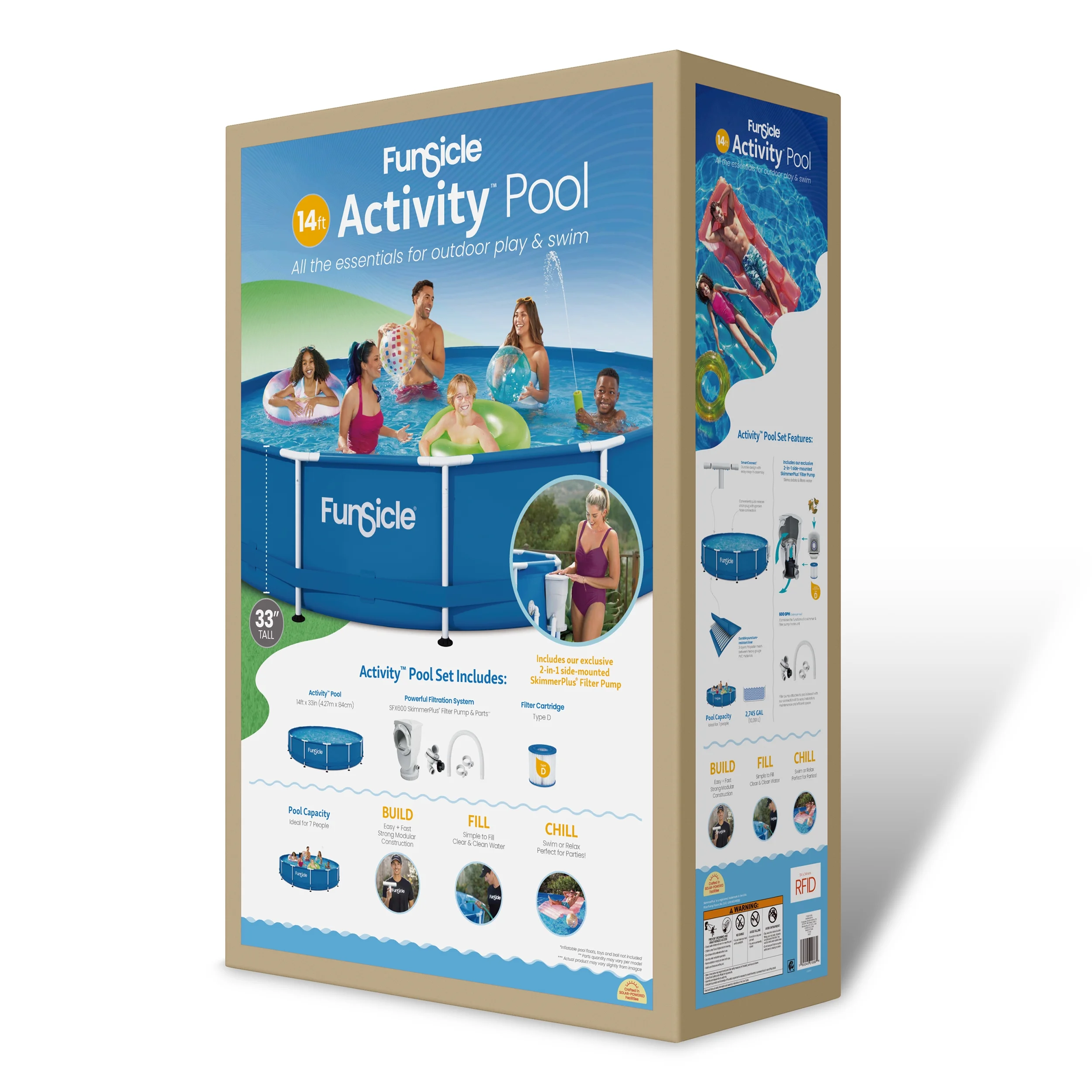 Funsicle 14ft Activity Above Ground Metal Frame Swimming Pool, Includes SkimmerPlus Pump, Round, Age 6 & up - Image 7
