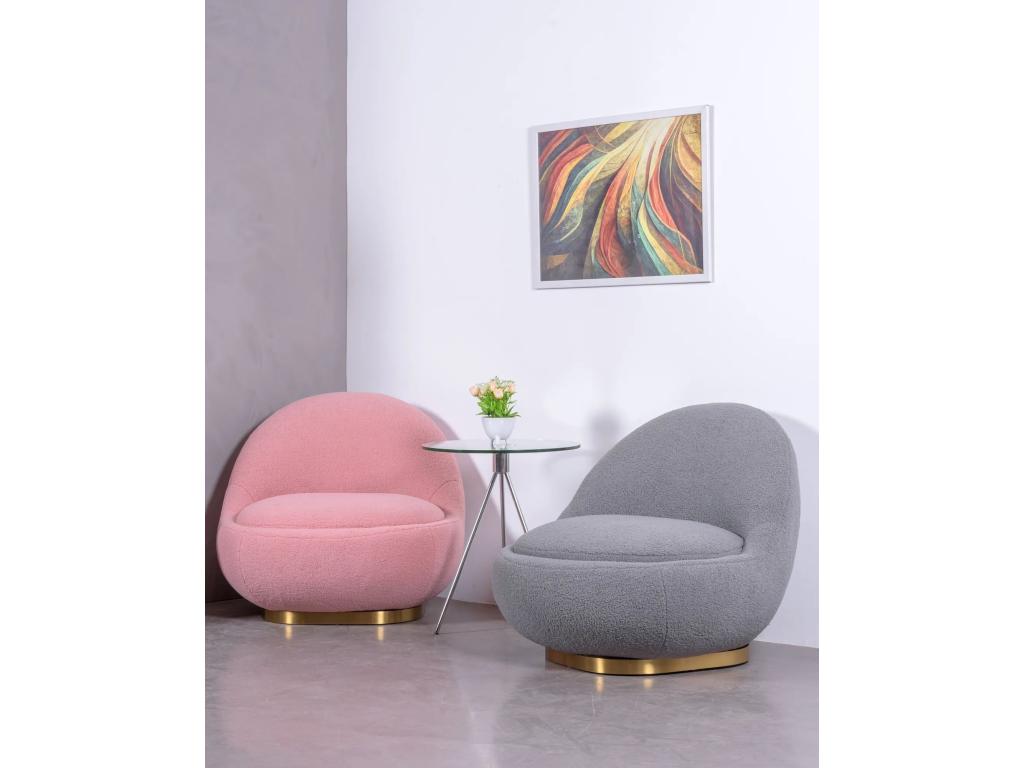Sillón giratorio de diseño tapizado algodón - Corsica - Rosa