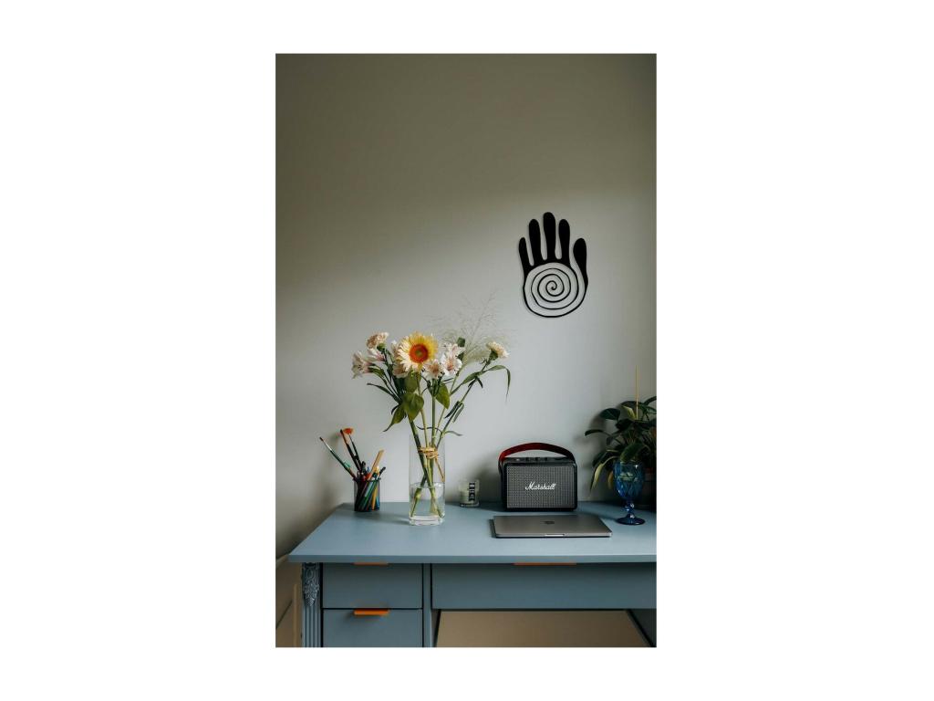 Decoración de Metal Mano, Negro, 30x0,15x46 cm, Hogarlujo