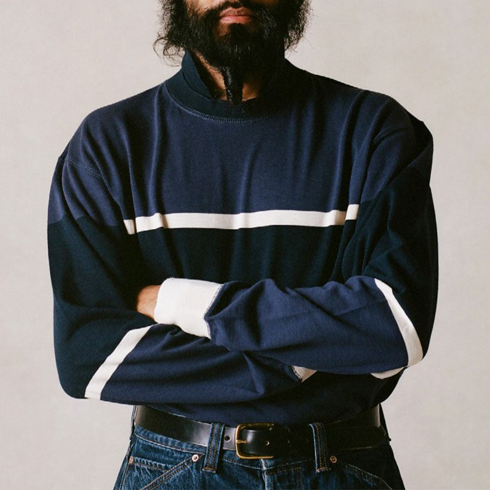 Drake's - Polo Rugby - Ecru, Marine & Bleu