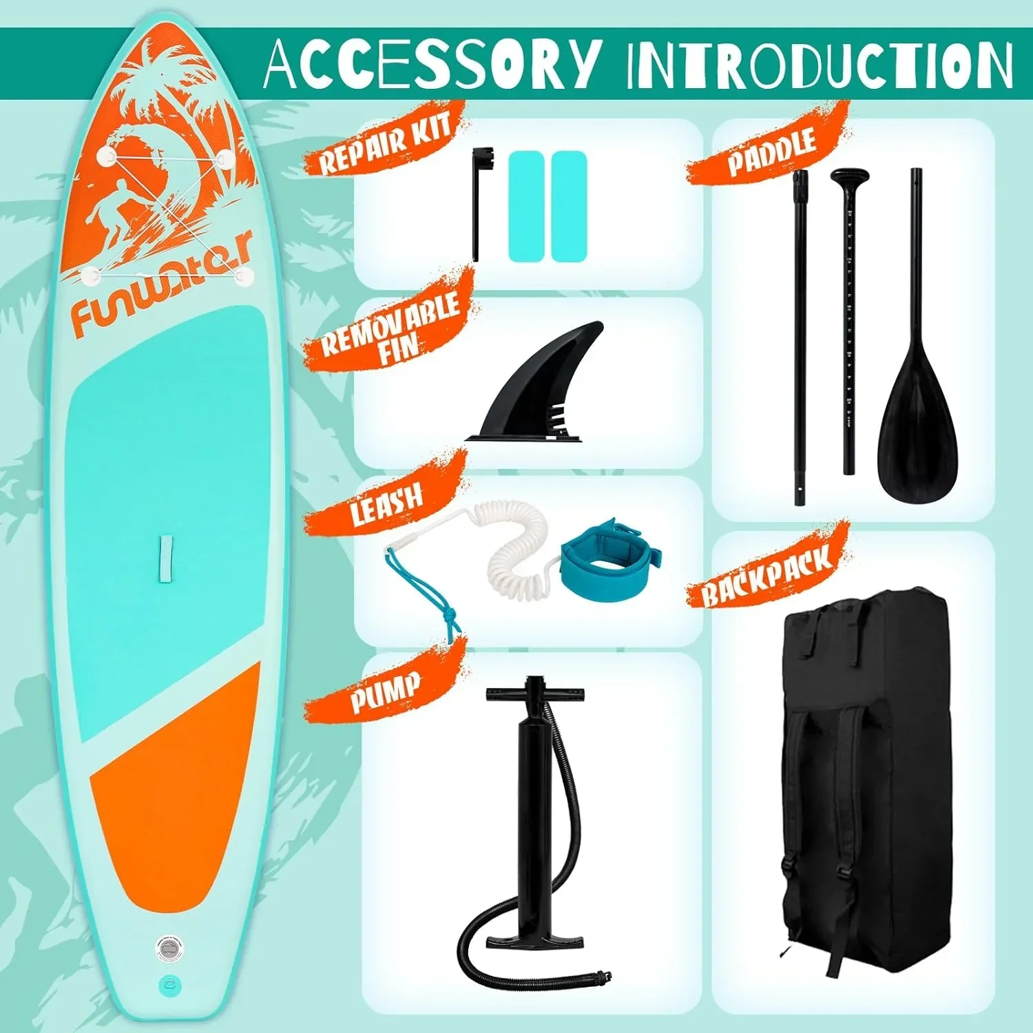 FunWater Inflatable Stand Up Paddle Board, 11 ft x 32 in x 6 in - SUP Paddle Accessories - Image 84 FunWater Inflatable Stand Up Paddle Board, 11 ft x 32 in x 6 in - SUP Paddle Accessories - Image 84