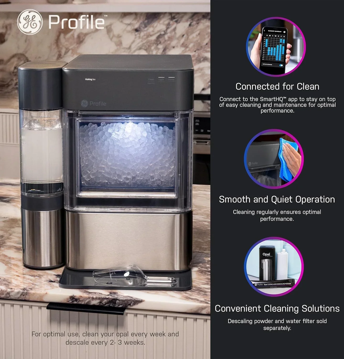 GE Profile Opal 2.0 XL with 1 Gallon Tank Chewable Crunchable Countertop Nugget Ice Maker