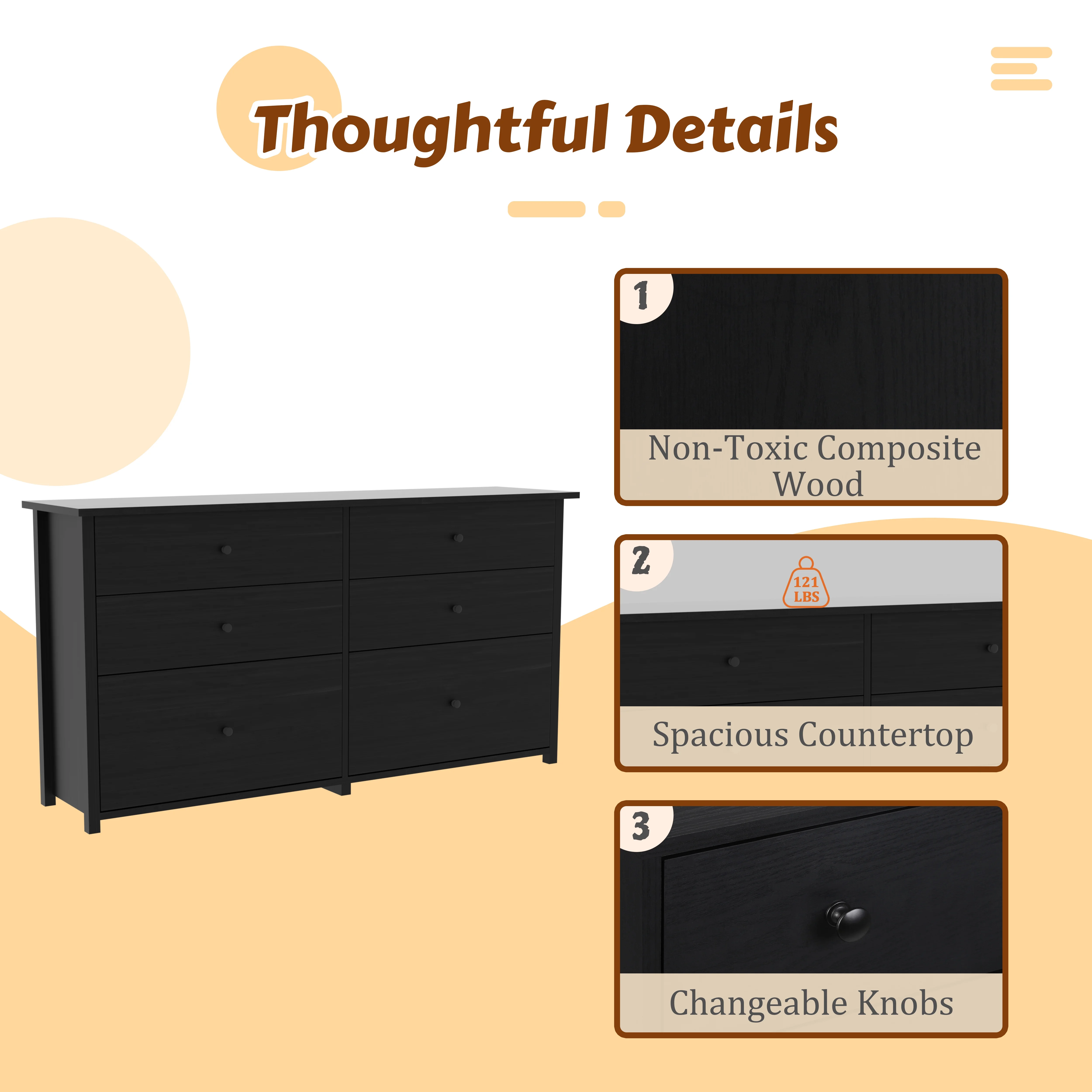 VEIKOUS Oversized 5-Drawer Dresser Chest, Large Storage Dresser for Bedroom Storage, Oak - Image 32