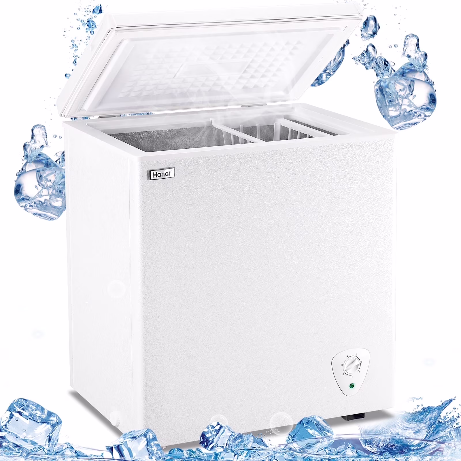WANAI 5.0 Cubic Feet Chest Freezer Large Home Deep Freezers Black Top Door with Removable Basket