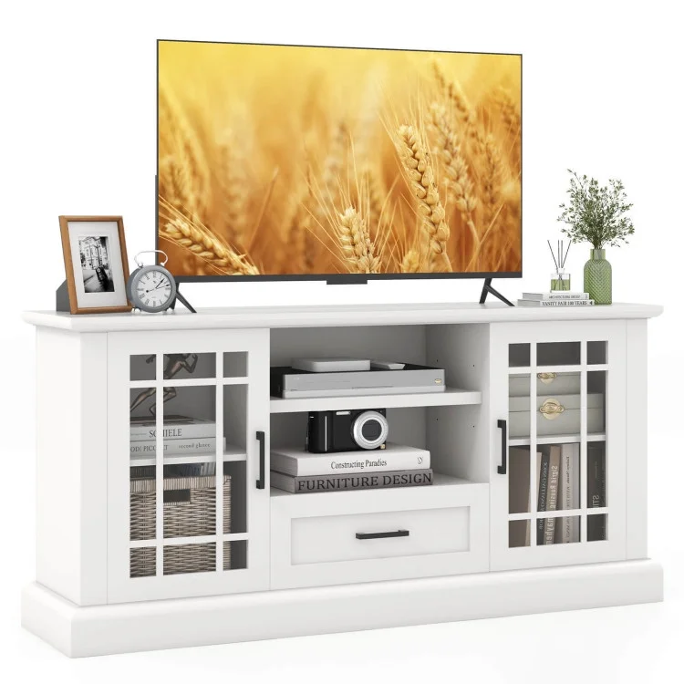 TV Stand for TVs up to 70 with Glass Doors Cubbies and Drawer - Image 4