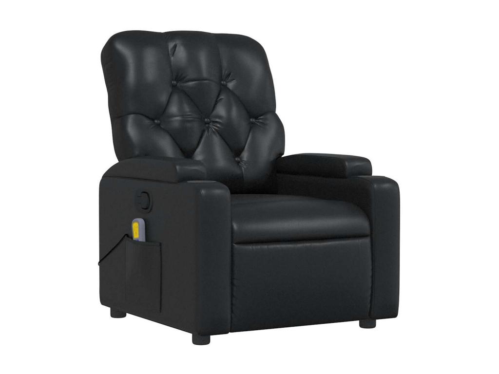 Sillón de masaje reclinable cuero sintético negro