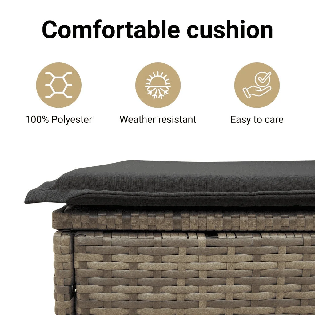vidaXL Powder Coated Steel Removable Canopy and Cushions Double Sun Lounger, Beige - Image 12