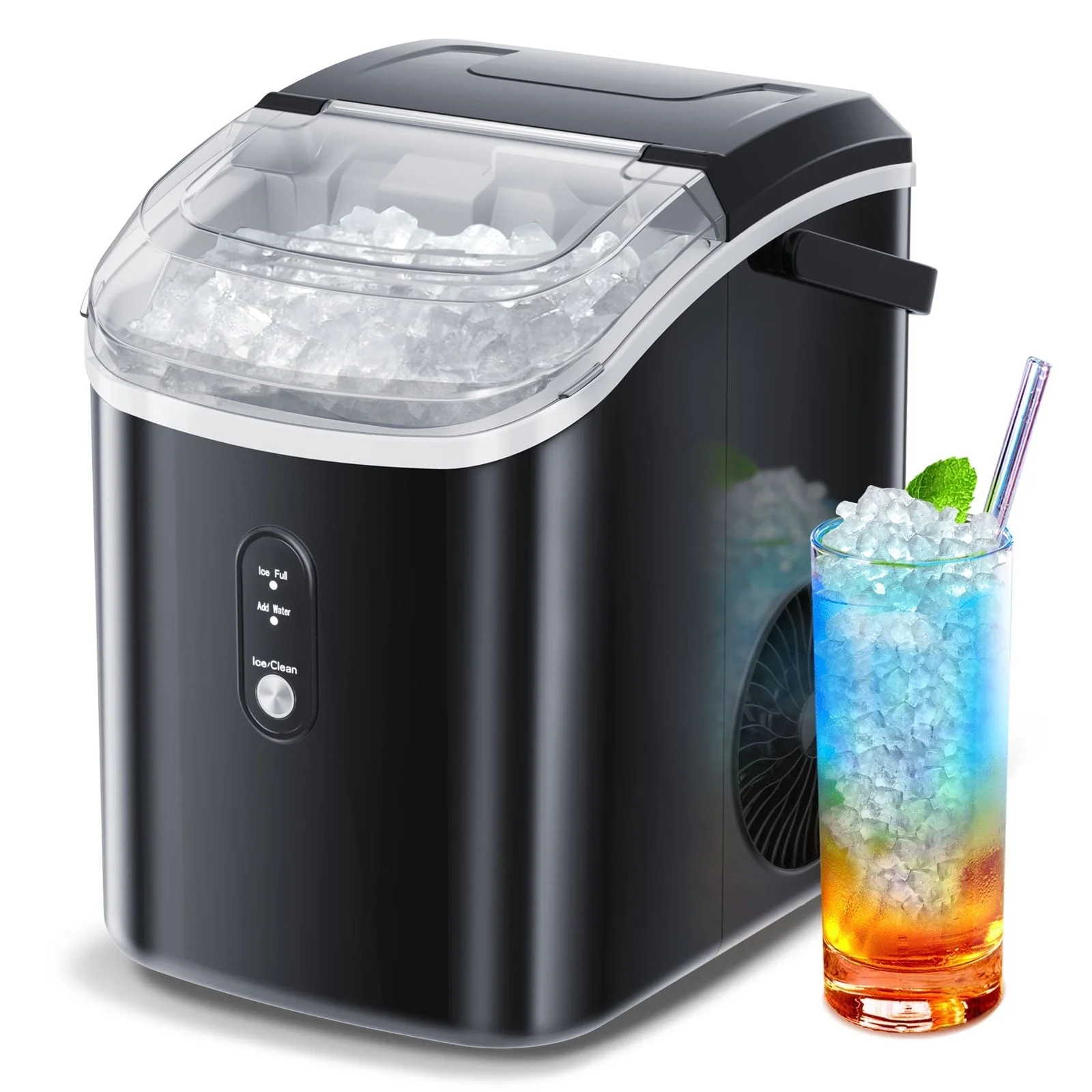 Auseo Nugget Ice Maker Countertop, Ready in 6 Mins ,35Lbs Each day with Self-Cleaning,Portable Sonic Ice Machine for Home/Office/Bar, Black - Image 10