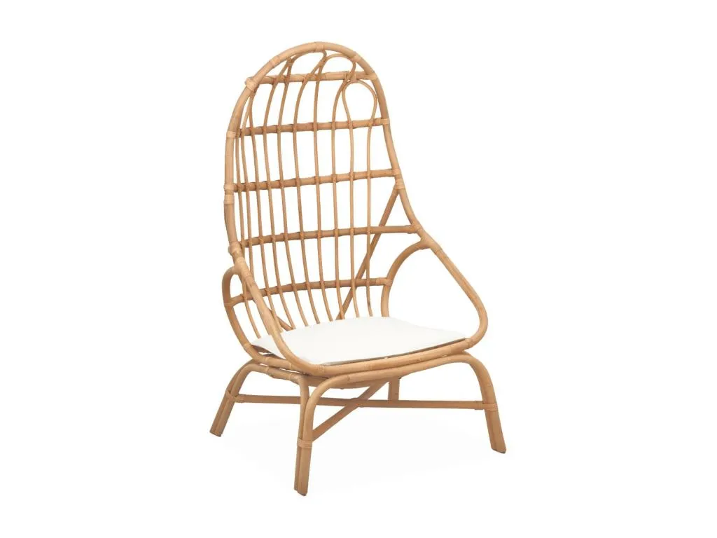 Sillón de ratán en forma de huevo con cojín Quietena
