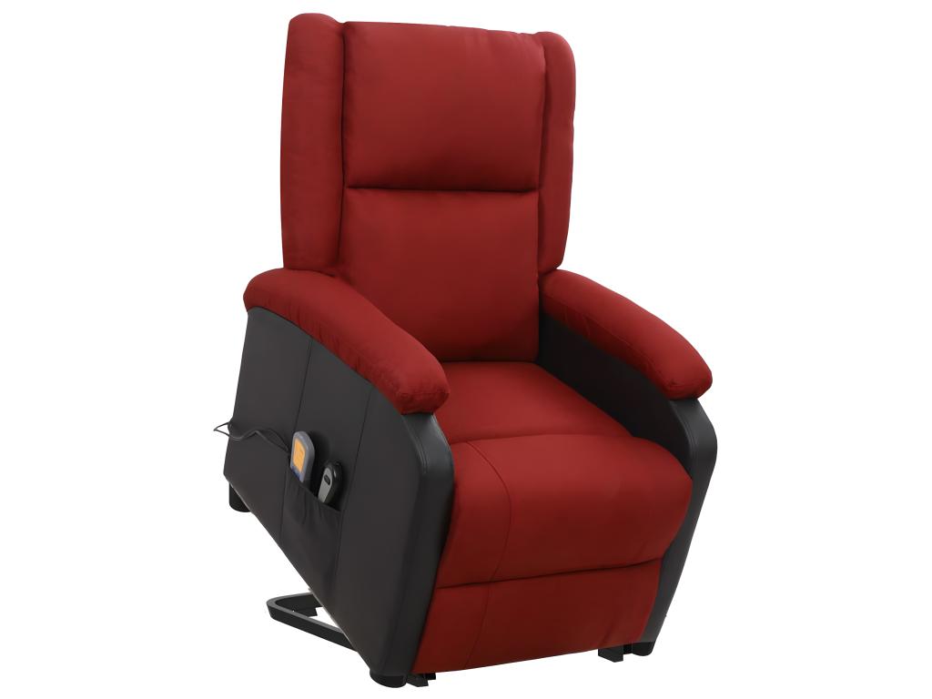 Sillón de masaje elevable tela rojo tinto