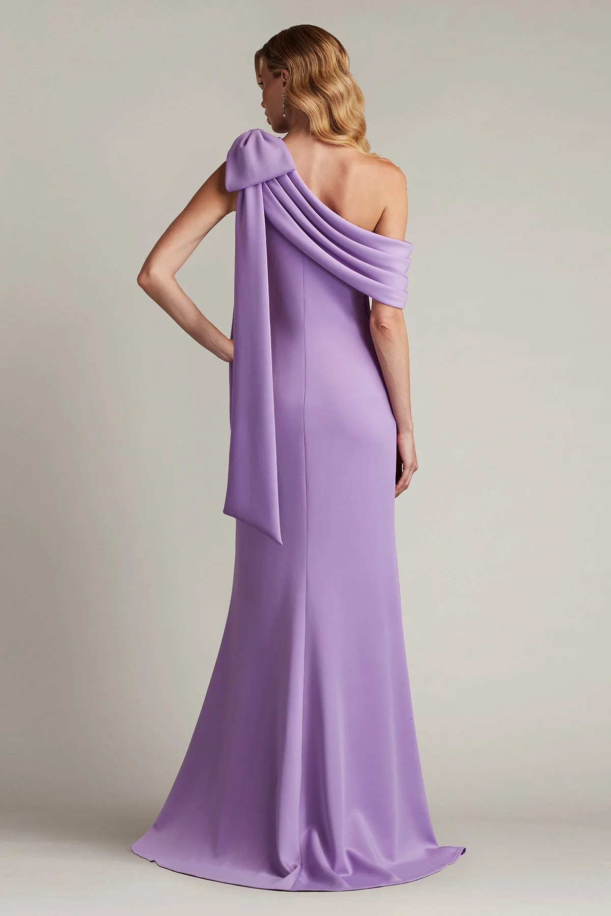 Cassia Bow-Shoulder Crepe Gown - Special Events Unlimited