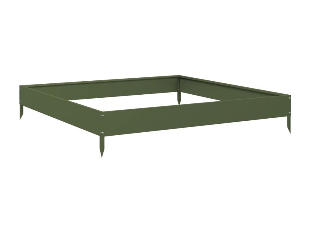 Arriate de acero verde oliva 100x100x18,5 cm