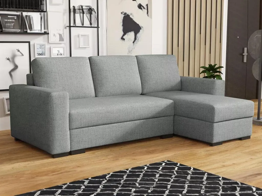 Sofá rinconero Boverdeco 187 Gris Función de descanso Caja de ropa de cama 242x155cm