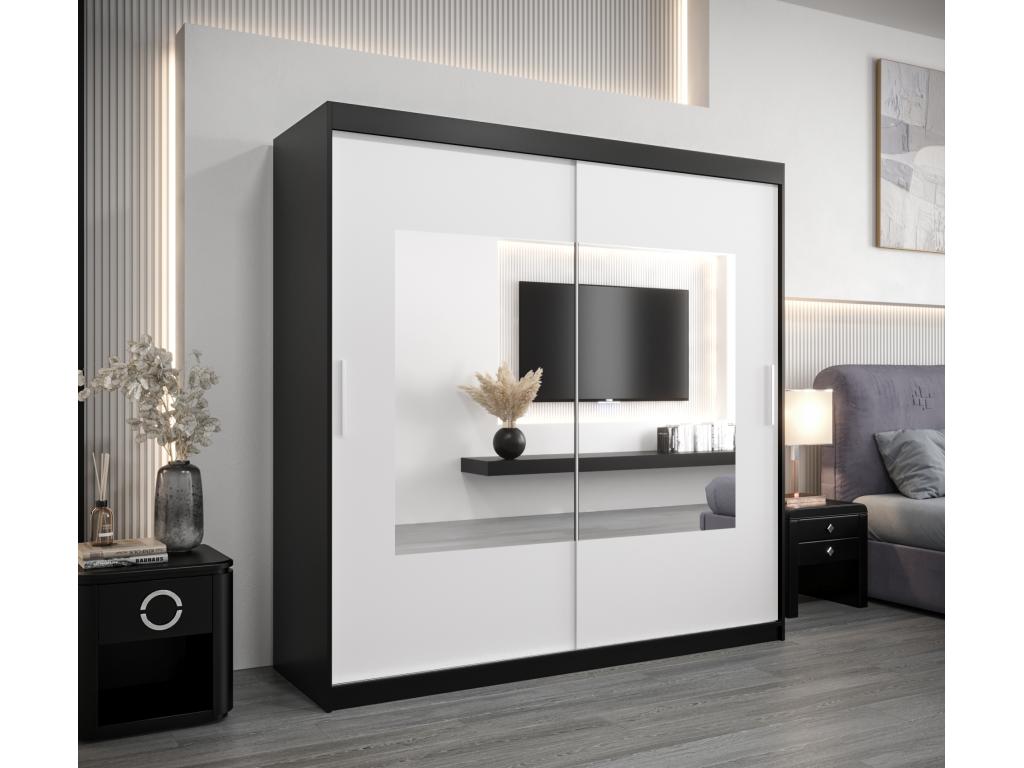 Armario Torino de puertas correderas 200/200/62 2 puertas (negro/blanco)