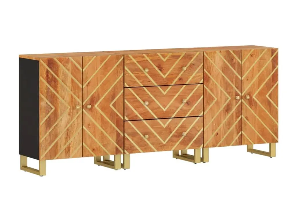 Juego de 3 Armarios Auxiliares Prácticos Lluesmahome, marrón y negro, 60x33.5x75cm.  FE7556584