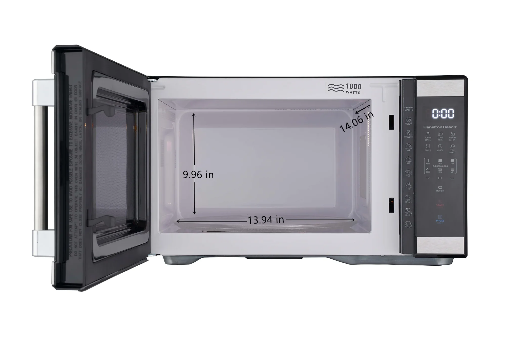 Hamilton Beach 1.1 Cu. Ft. Microwave Oven, Countertop, Black and Stainless Steel