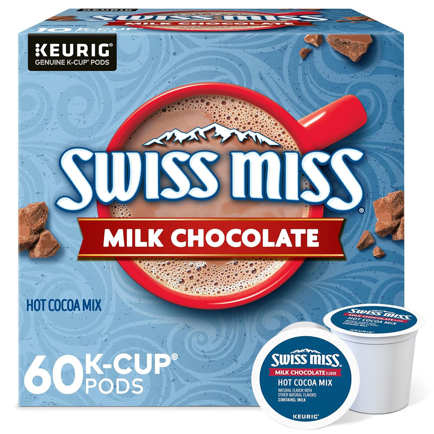 Swiss Miss Milk Chocolate Hot Cocoa. Keurig Single-Serve K-Cup Pods. 60 Count (6 Packs of 10)