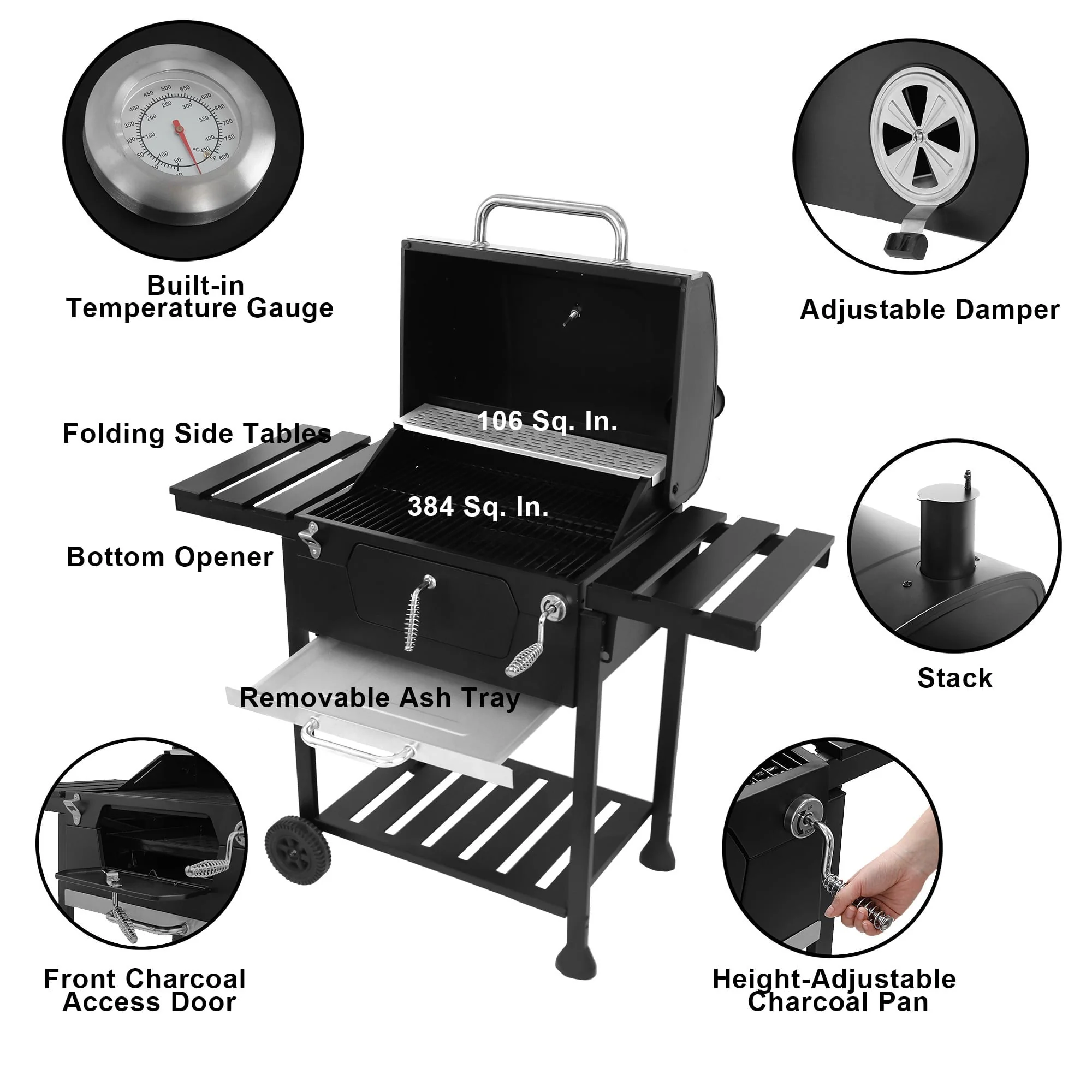 24" CD1824E Charcoal BBQ Grill - Image 6