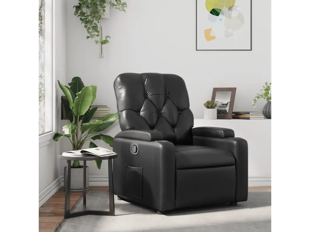 Sillón reclinable de cuero sintético negro
