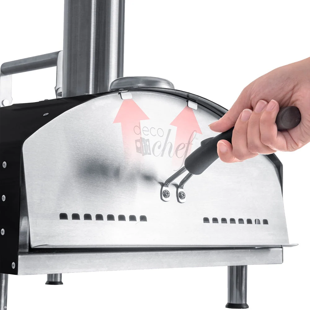 Deco Chef Outdoor Pizza Oven with 2-in-1 Pizza and Grill Oven Functionality, 13" Pizza Stone, 3-Layer Stainless Steel Construction, Pizza Peel, Dough Scraper, Scoop, Slotted Grill (Black) - (Open Box - Image 8