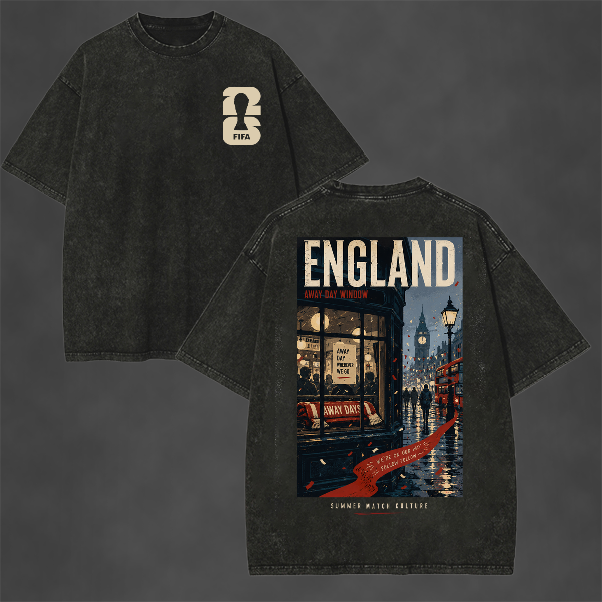 Away-Day Window Printed Unisex Washed T-Shirt