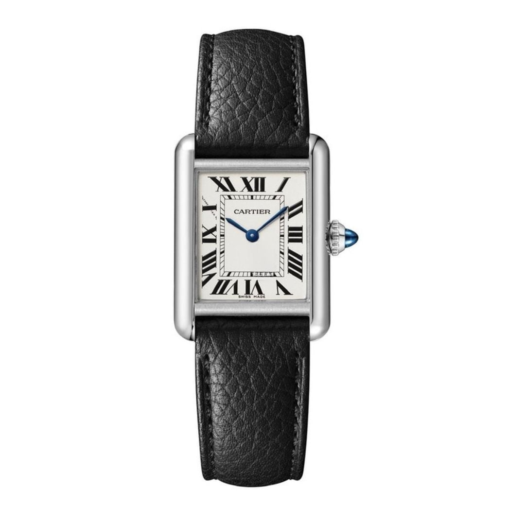 Cartier Tank Replica Watch Black Leather Strap