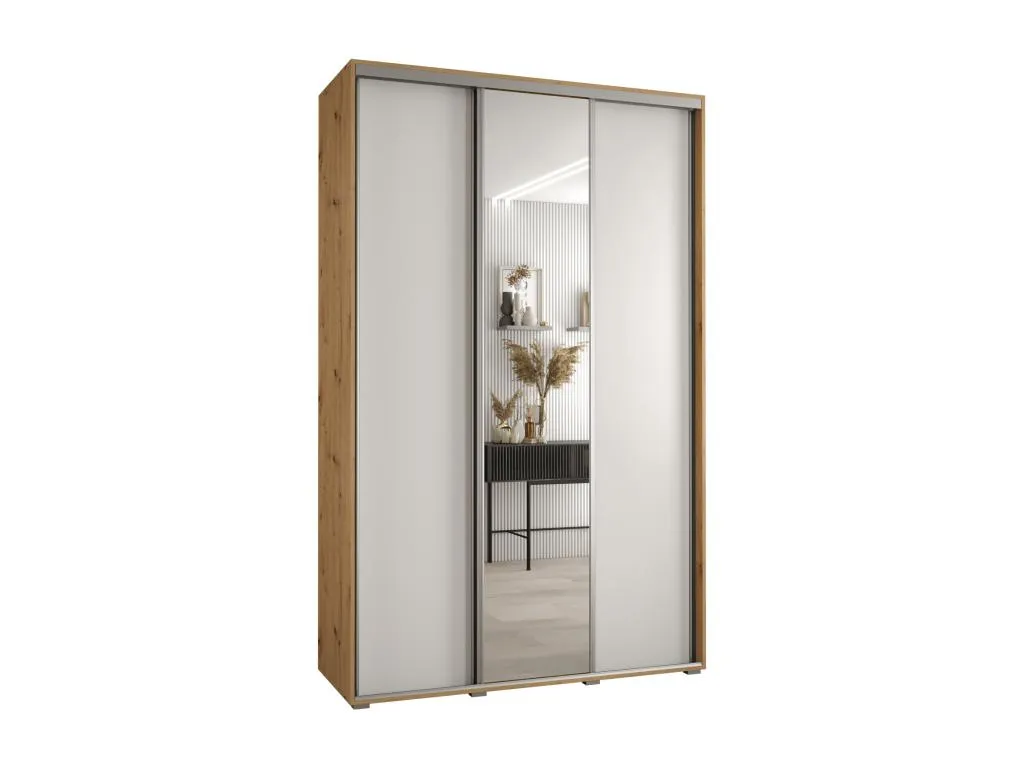 Armario Davos 3 corredero 235,2x150x60 cm 3 puertas artisan/blanco/plata uwa3168176
