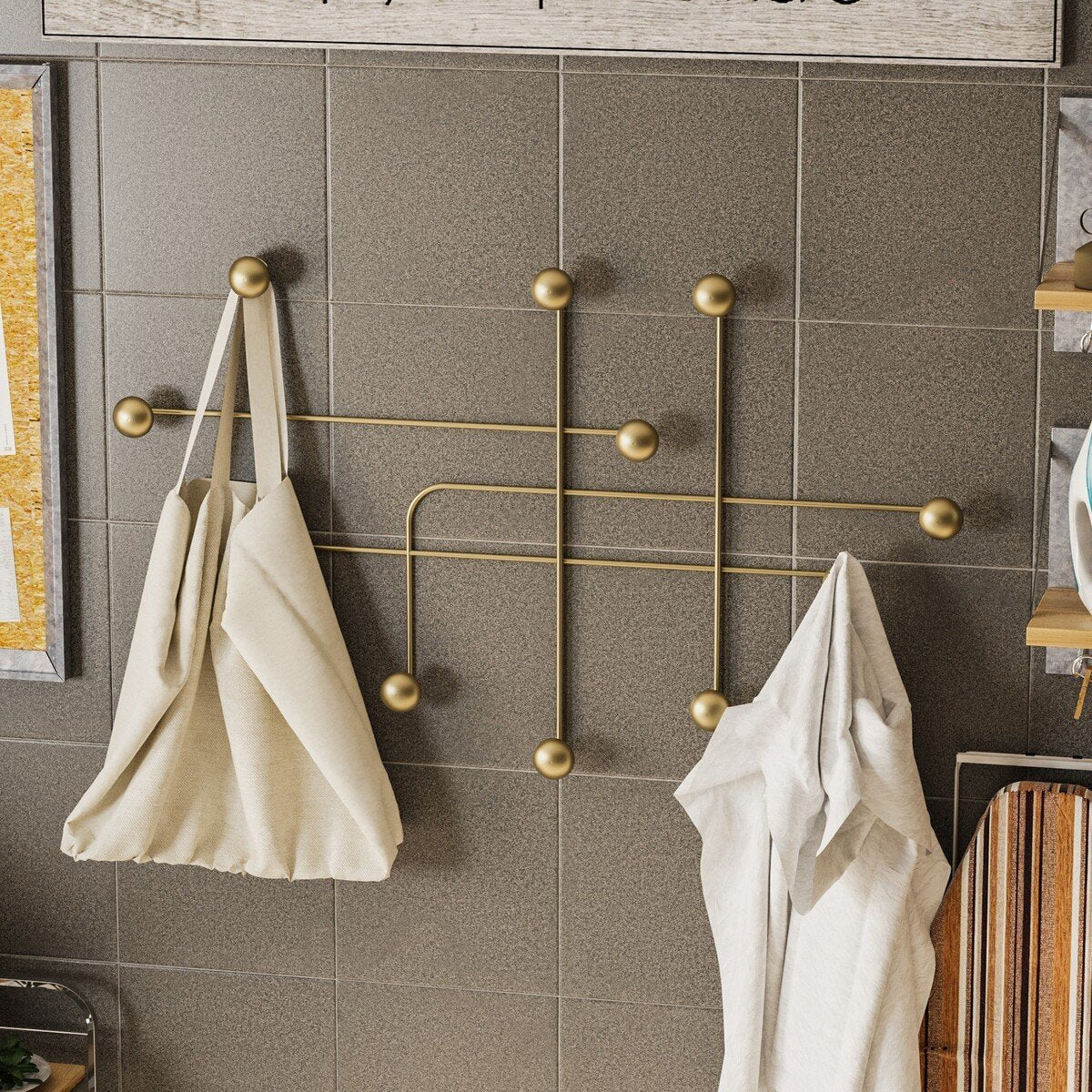 Calicosy - SAMARA Kapstok voor aan de muur - H64 cm - Goud