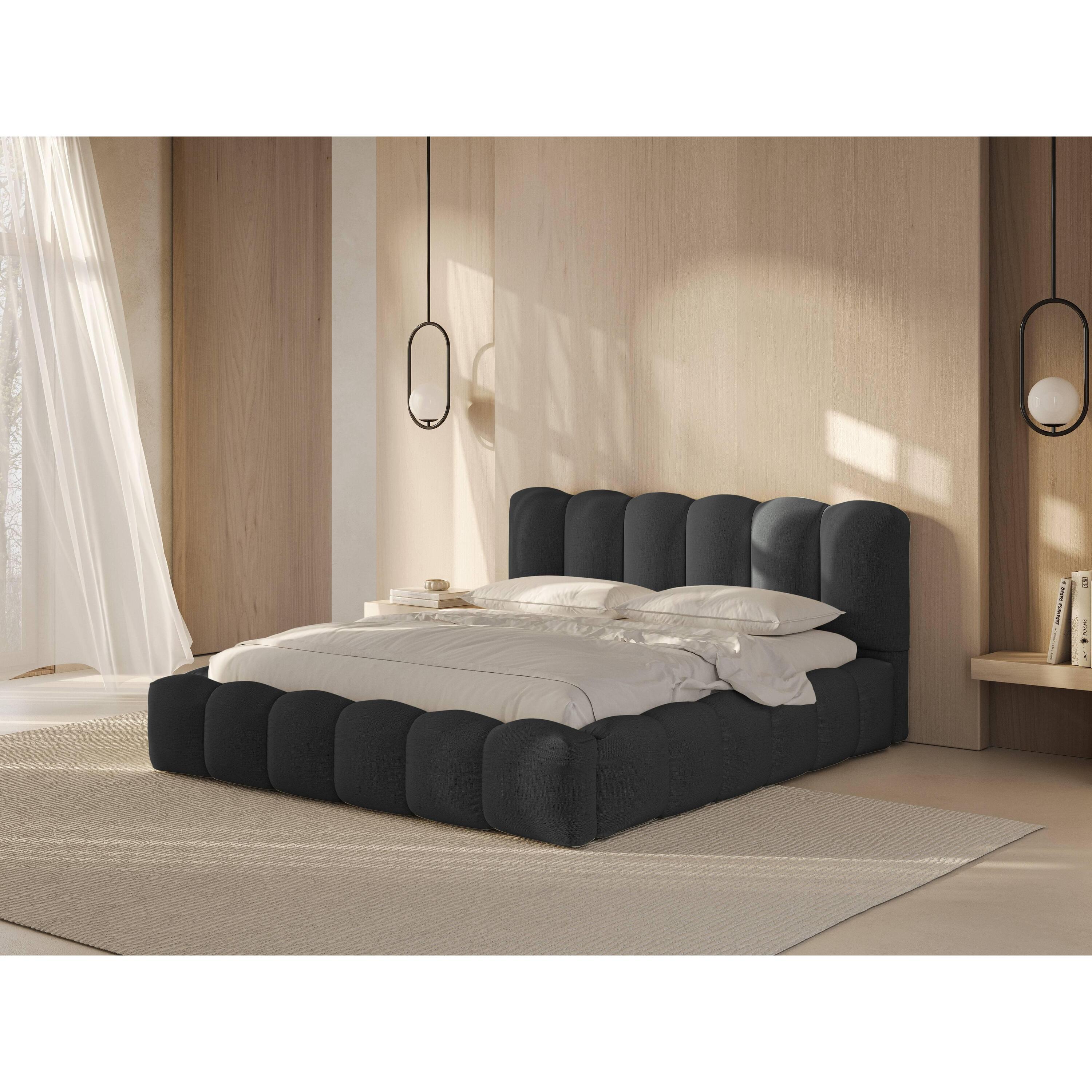 Micadoni Lupine Bedframe met Opbergruimte 140 x 200 cm - Antraciet