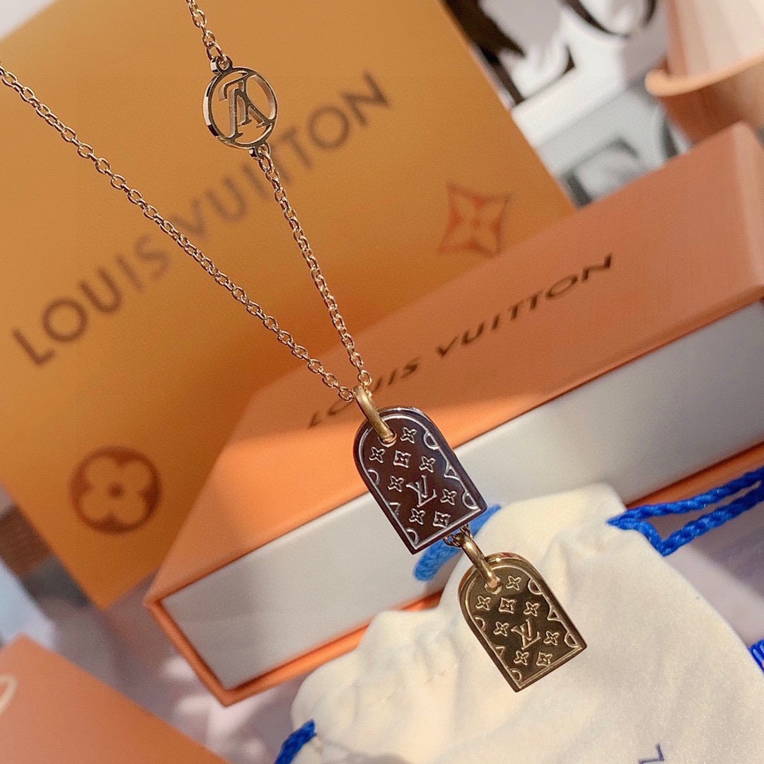 Louis Vuitton Gold and Silver Tags Pendant Necklace - Original Replica Club