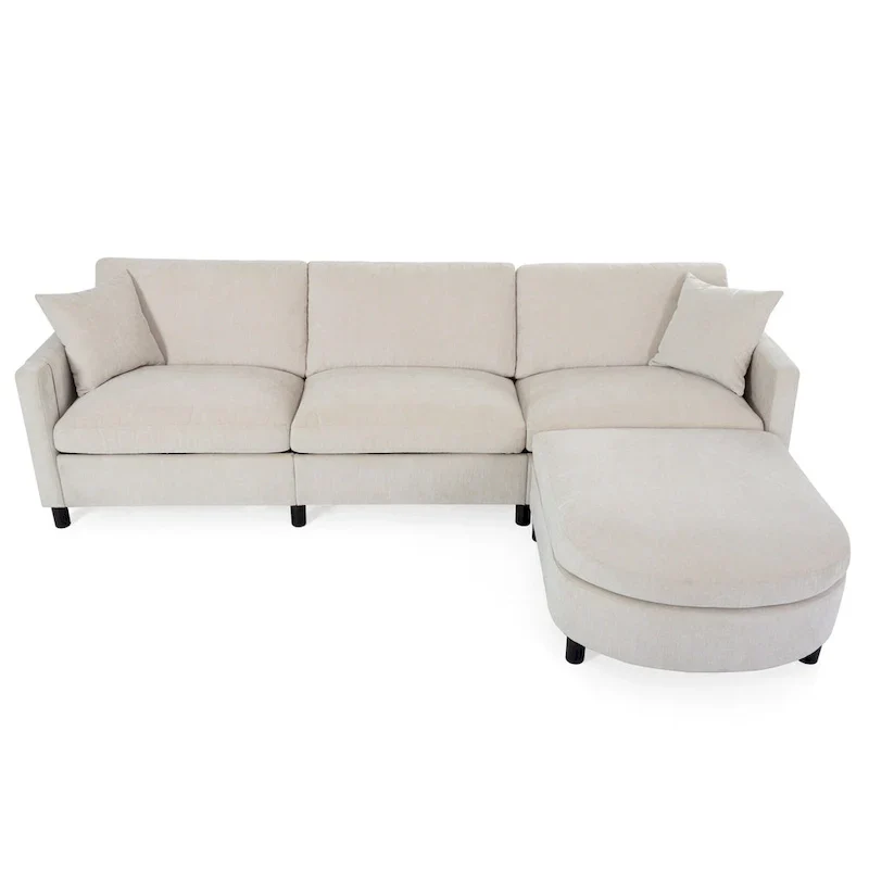 107.87" Sectional Sofa with Removable Seat and Back Cushions, Includes 1 Ottoman