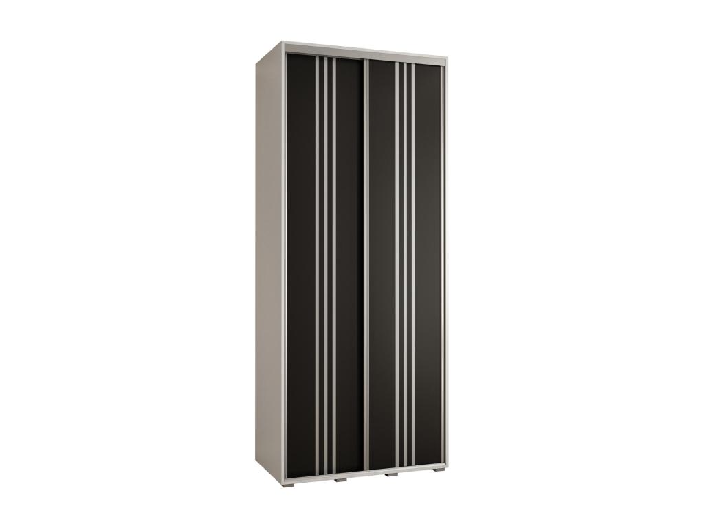ARMARIO DAVOS 6 DE PUERTAS CORREDERAS 235,2/120/60 2 puertas (Blanco/Negro/Plata)