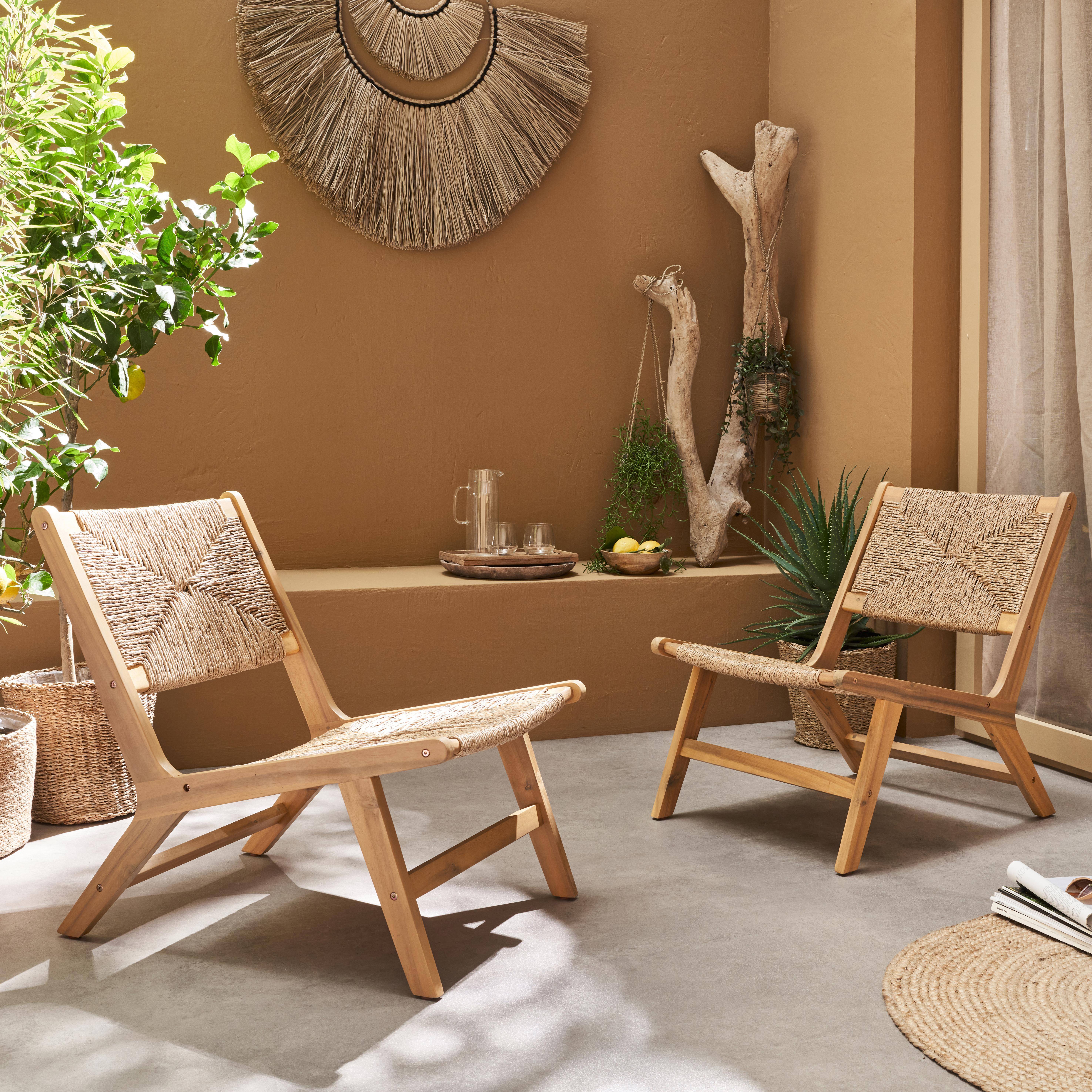 Loredo - Sillón de jardín de madera y resina, set de 2