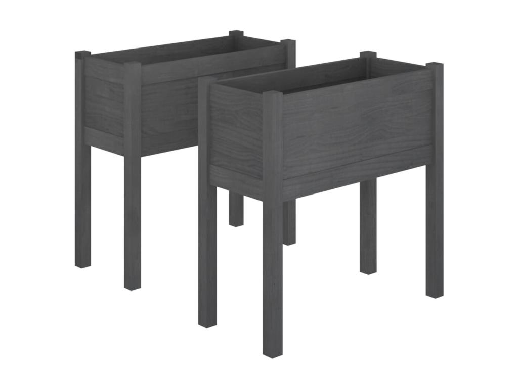 Jardineras 2 unidades madera maciza de pino gris 70x31x70 cm