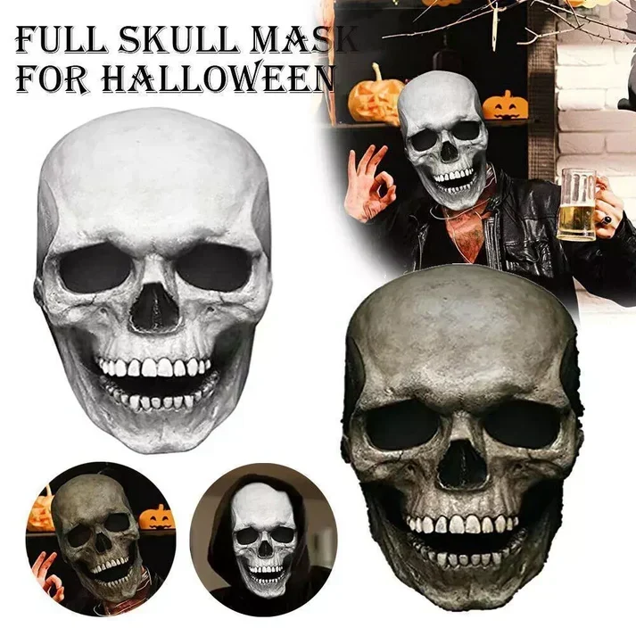 Movable Jaw Realistic Full Head Skull Mask - Human Skeleton Mask for Halloween Party - Image 6 Movable Jaw Realistic Full Head Skull Mask - Human Skeleton Mask for Halloween Party - Image 6