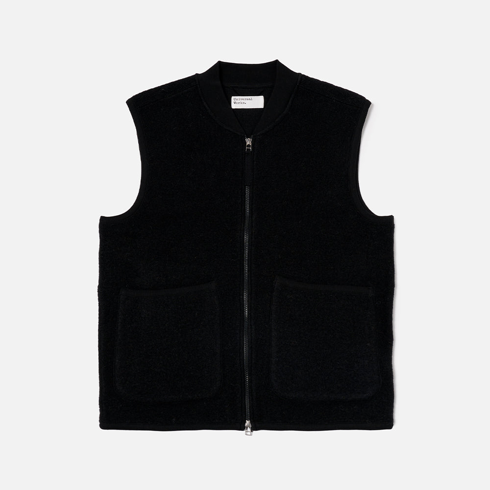 Universal Works - Veste Laine Zip - Noir