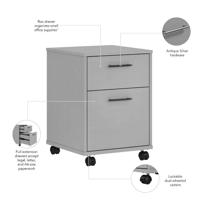 Bush Furniture Key West Mobile File Cabinet with 2 Drawers