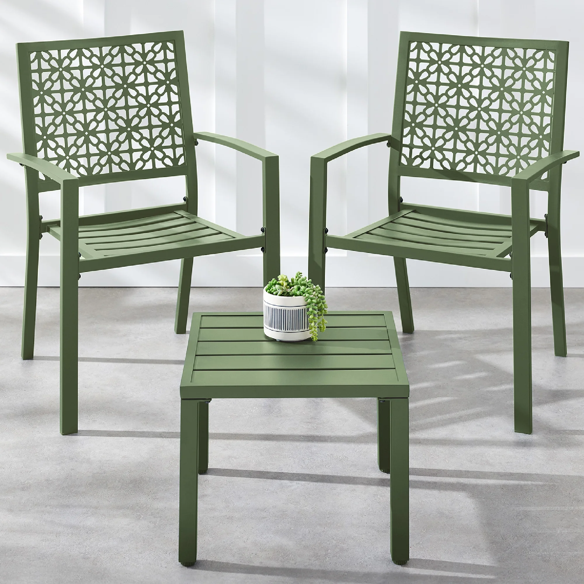 Best Choice Products 3-Piece Stackable Steel Outdoor Conversation Bistro Set, Patio Chat Furniture w/ 2 Chairs, Table- Black