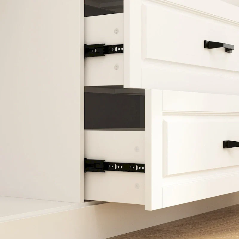 78.7-Inch Modular White Curio Cabinet with Glass Doors for Buffet Display