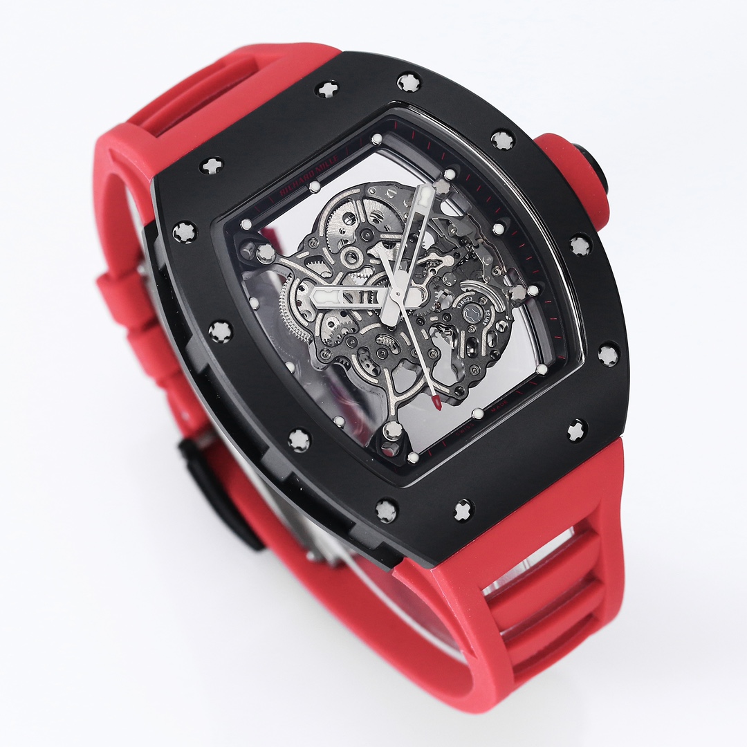 Richard Miller RM 055 RMUL2 NTPT Carbon Fiber Red Rubber Strap