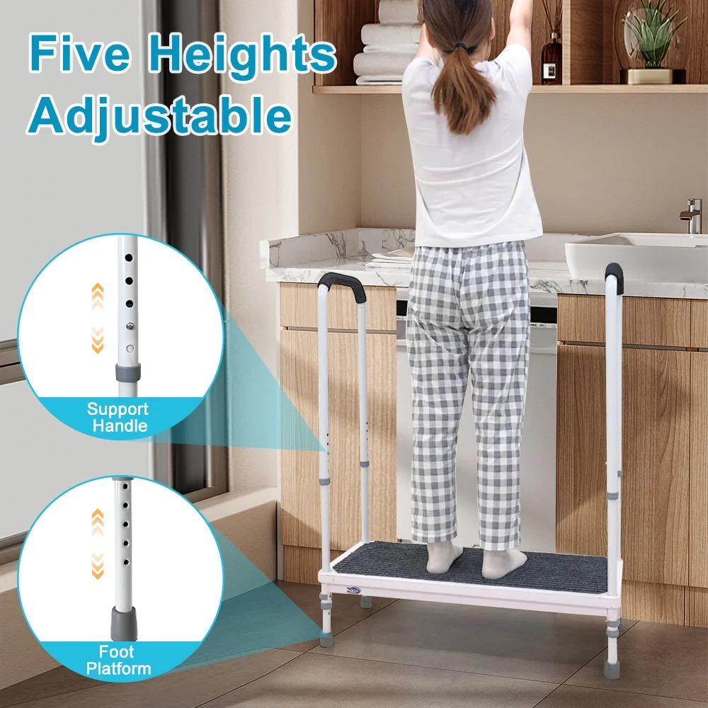 Step Stool with Handle for Elderly Medical Step Stools Seniors Handicap High Beds Mobility Platform Steel Foot Steps With Handrails Ramp Assist for Car, Bedside, Shower, Bathtub - Image 5