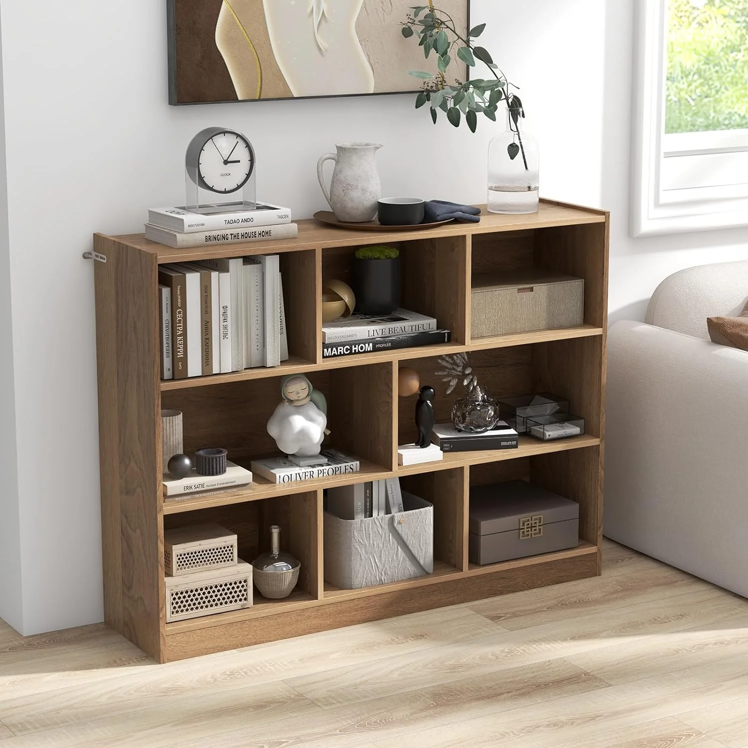 LOKO 3-Tier Open Shelf Bookcase, Floor Standing Wood Bookshelf for Bedroom, Living Room, Kids Room, 8 Cube Bookcase, 48 x 12.5 x 36.5 (Burlywood) - Image 12