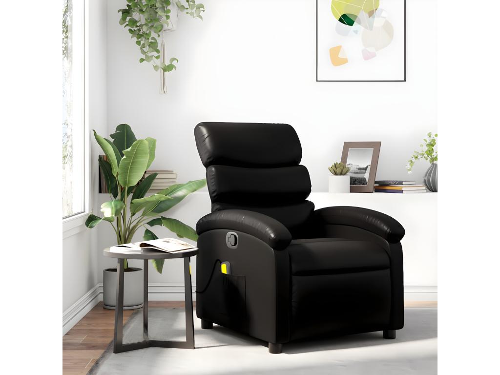 Sillón de masaje reclinable Piel sintética negro