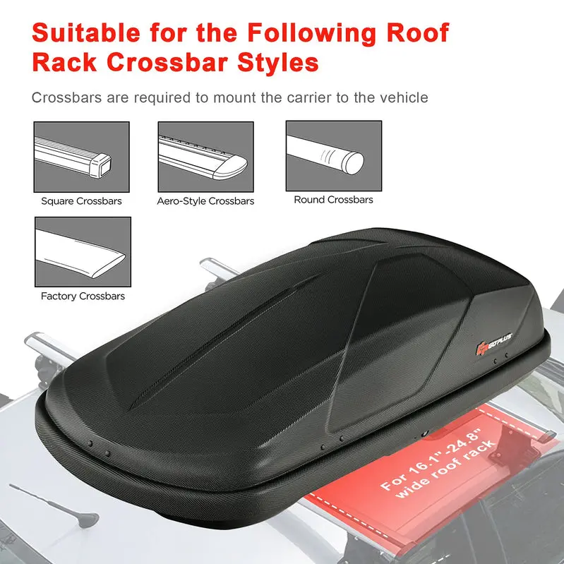 Waterproof Rooftop Cargo Box 15 Cu. Ft. Heavy-Duty Aerodynamic Roof Mount Carrier - Image 6 Waterproof Rooftop Cargo Box 15 Cu. Ft. Heavy-Duty Aerodynamic Roof Mount Carrier - Image 6