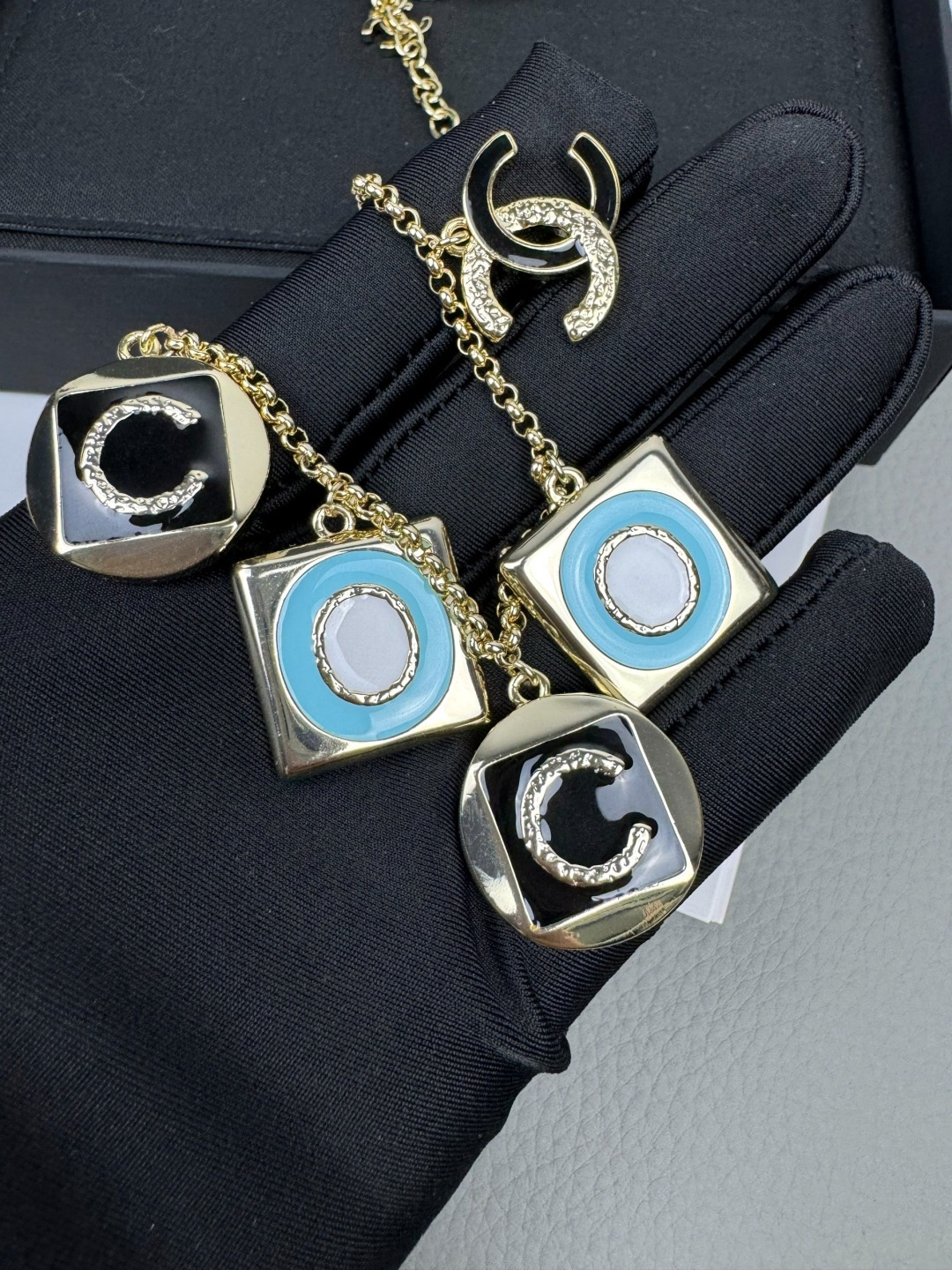 Chanel Coco Geometric Enamel 5 Charms Necklace - Original Replica Club