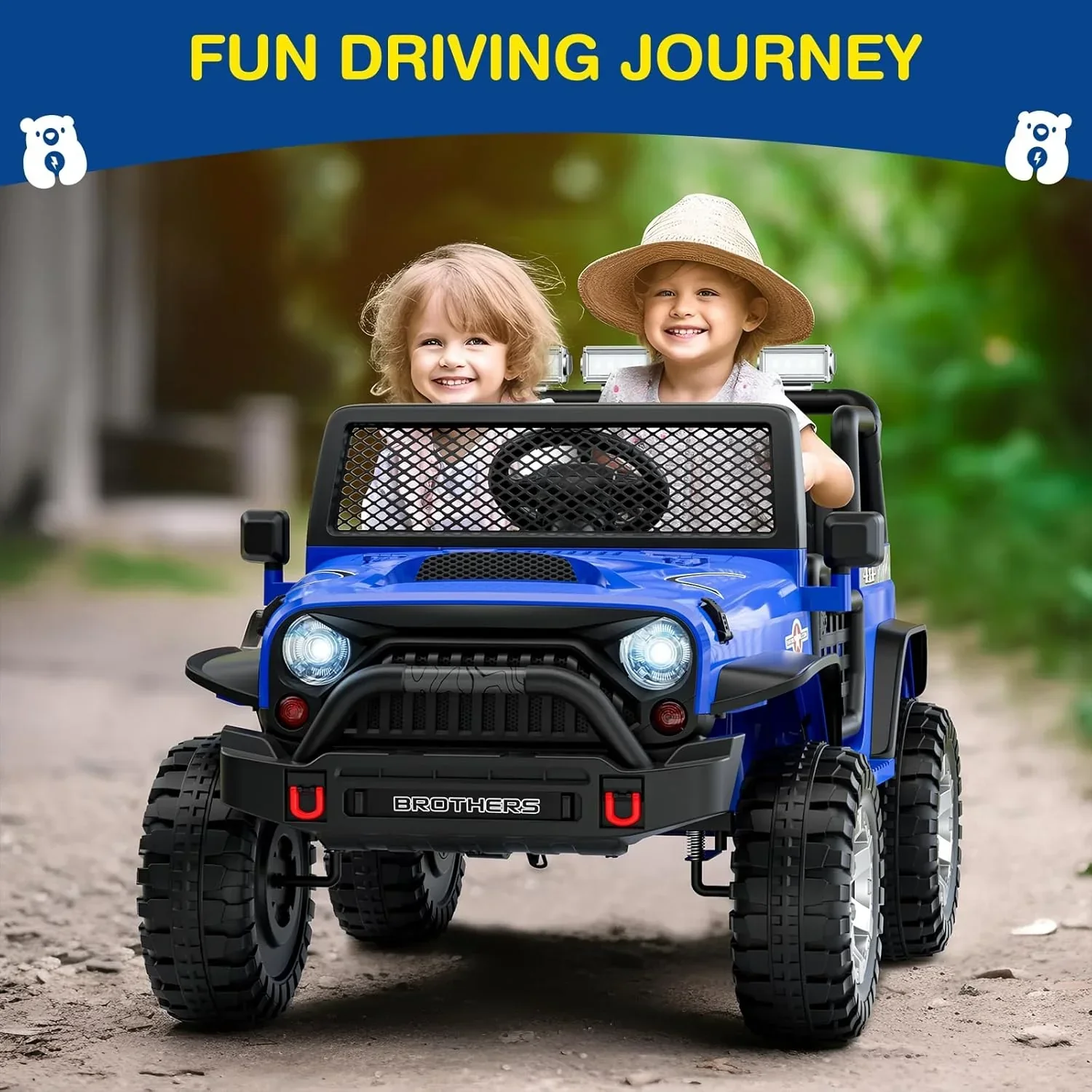 L8 Ride On Car 2 Seater 12V Kids Electric Car Remote Control 4-Wheel Suspension Bluetooth Speaker