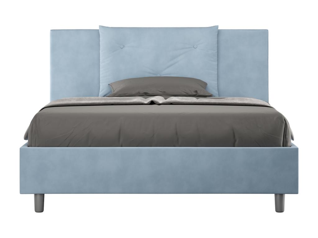 Cama doble con somier acolchada 140x190 microfibra azul claro Appia