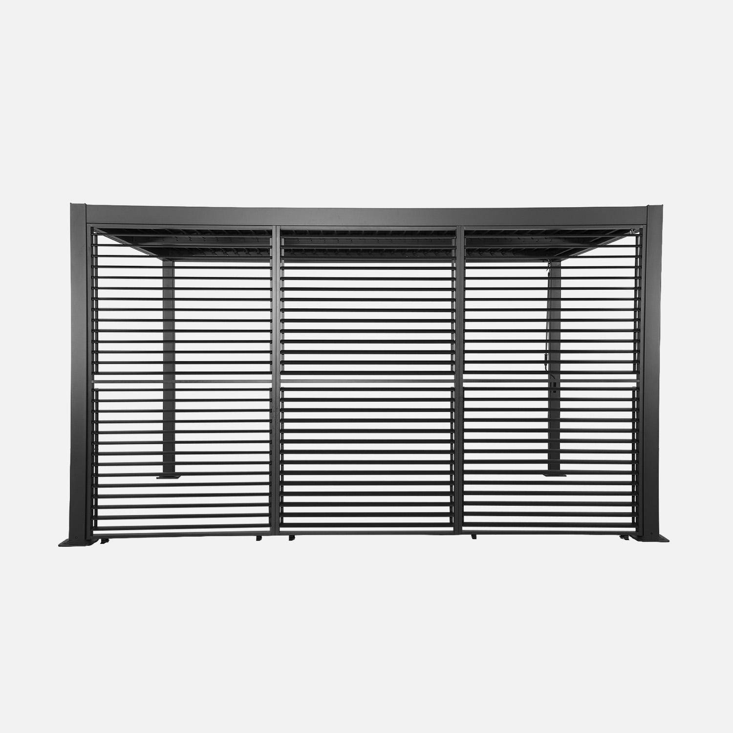 Palace 3x4m + accesorios - Pérgola bioclimática de aluminio y acero 3x4m + 3 persianas de 1.3m con lamas orientables