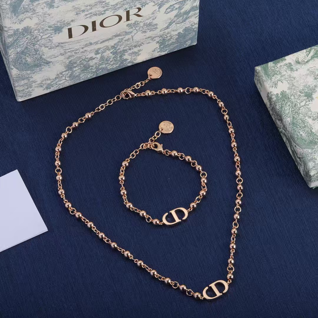 Dior Rose Gold Necklace and Bracelet - Original Replica Club